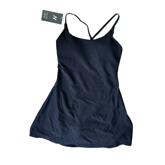 Halara Patitoff 2in1 ALine Spaghetti Strap Mini Active Tennis Dress Sz XXS Black - Picture 3 of 6